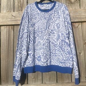 Kenzo Blue and White Paisley Crewneck Sweater